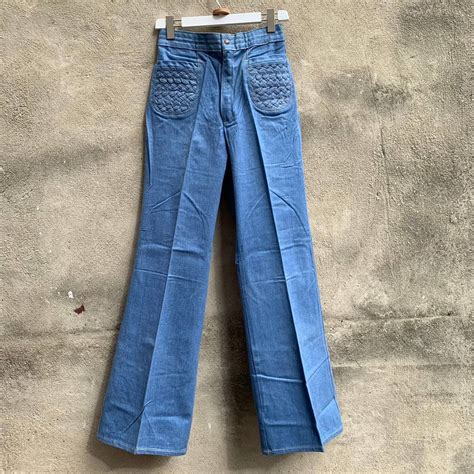 Vintage S Denim Elastic Waist Flares No Label Grailed