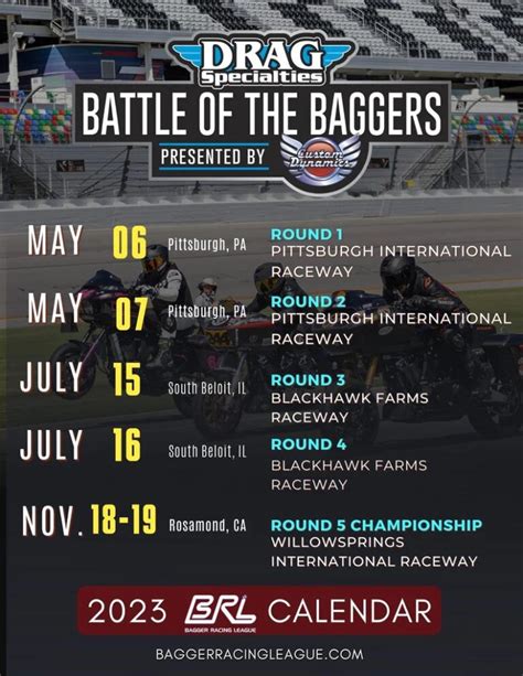 2023 Bagger Racing League Schedule