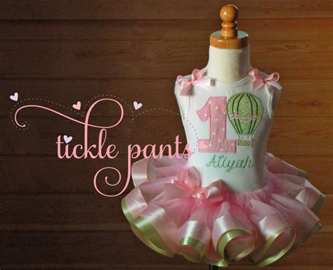 Hot Air Balloon Birthday Outfit Pink And MINT Includes Embroidered Top And Ruffled Tutu Can Be