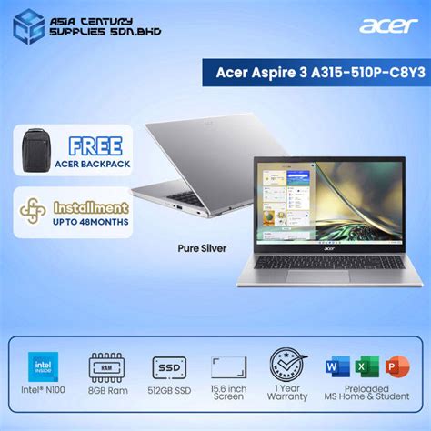 Acer Aspire 3 A315 510p C8y3 156 Fhd Intel Processor N100 8gb Ram