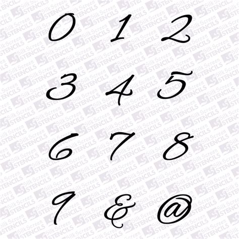 Cursive number set | Silkscreen Stencils