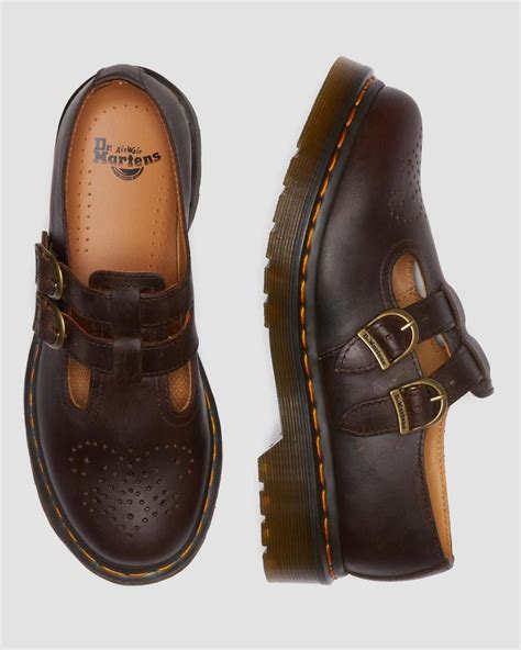 8065 Crazy Horse Leather Mary Jane Shoes In Dark Brown Dr Martens