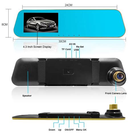 E Ace Car Dvr P Hd Digital Video Recorder Auto Rear View Dual Lens