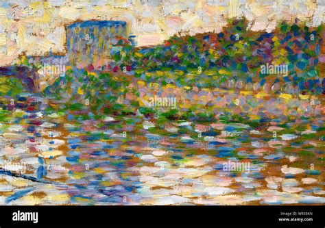 Georges Seurat The Seine At Courbevoie Landscape Painting 1883 1884