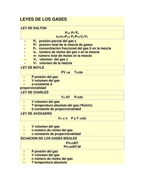 Fisiolog A Respiratoria Ejercicios Formulas Leyes De Los Gases Ley De