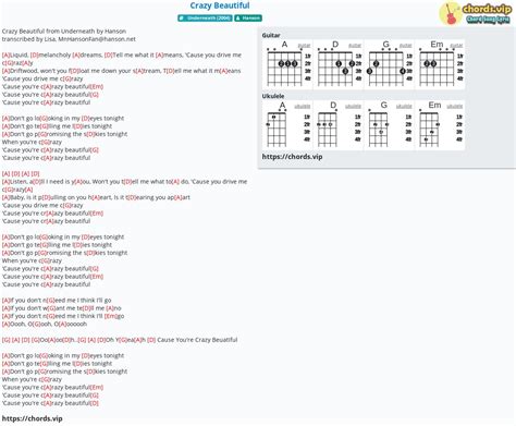 Chord: Crazy Beautiful - tab, song lyric, sheet, guitar, ukulele ...