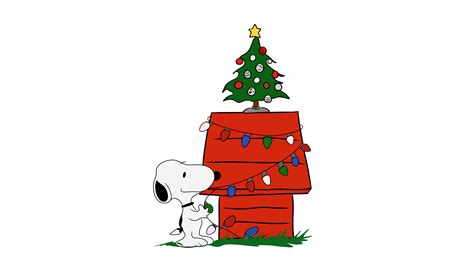 Snoopy Wallpaper 4K, Christmas decoration, Xmas tree