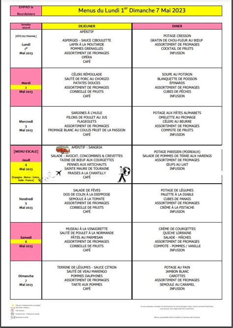 Menus Du Er Au Mai Ehpad La Bourdaisi Re Montlouis Sur Loire