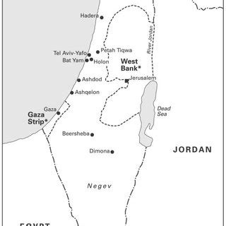 Map of Israel showing neighbouring countries and occupied areas ...