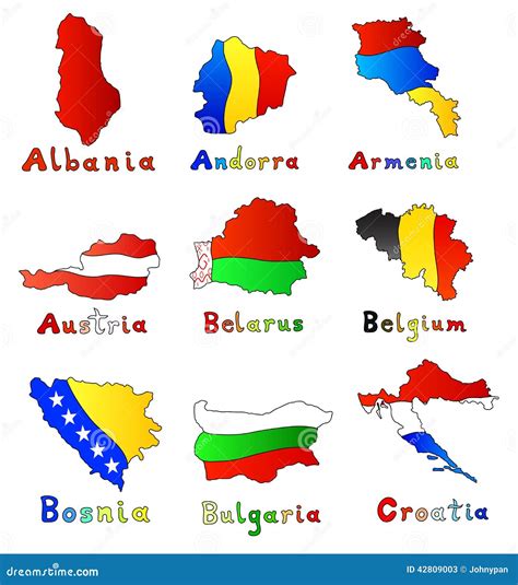 Albania, Andorra, Armenia, Austria, Belarus, Belgi Stock Illustration - Image: 42809003