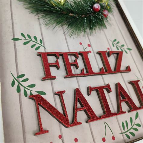 Quadro Decorativo Natalino Feliz Natal Guirlanda Com Bolinhas Decoraçao ...