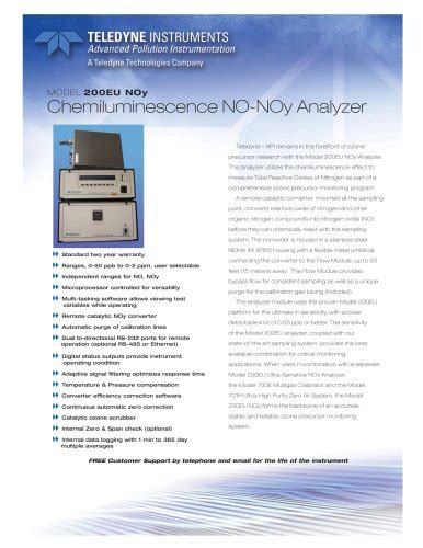 Chemiluminescence No No Nox Analyzer Teledyne Api Pdf Catalogs