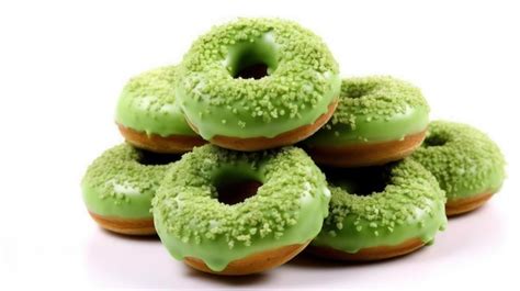 Premium AI Image | A stack of green donuts with green icing and ...