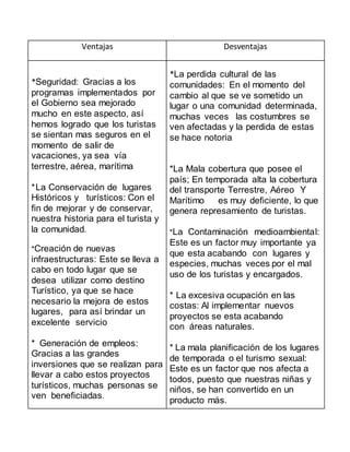 Turismo Ventajas Y Desventajas Pdf