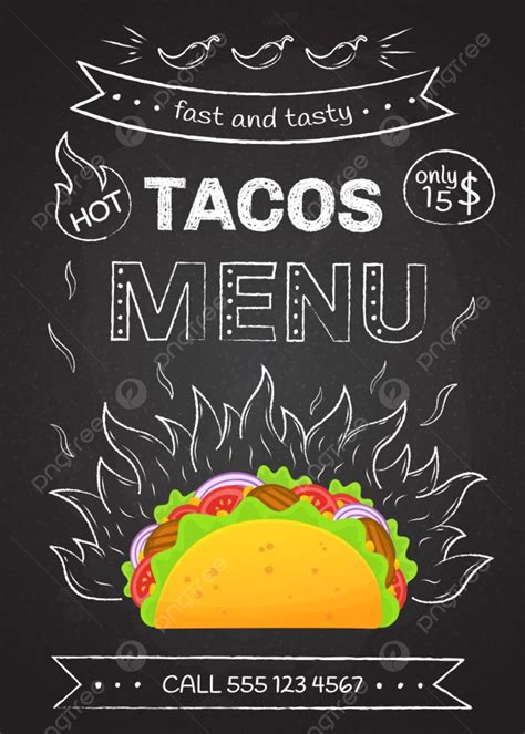 Cartel De Ilustración De Vector De Menú De Tacos De Comida Rápida De