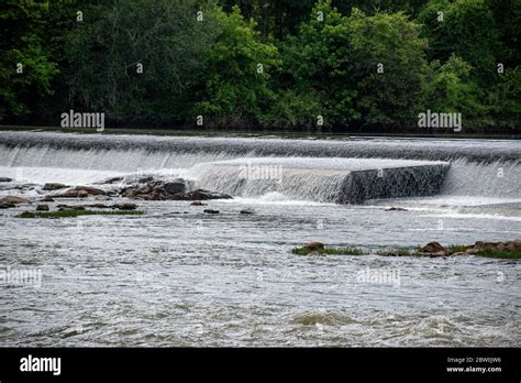 Rushing Water From The Broad River Dam In Columbia South Carolina