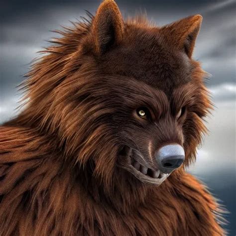 Werwolf Transformation Realistic Brown Fur High Stable Diffusion