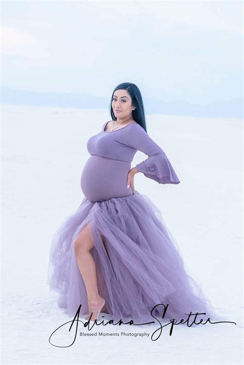 Ariel 2 Piece Maternity Photoshoot Dress Smokey Amethyst Jersey Top