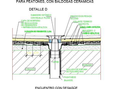 Cubierta Plana Transitable En Autocad Cad Kb Bibliocad