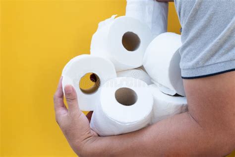 Toilet Paper Roll For To Wipe Clean Personal Sanitary Paper Stock Photo