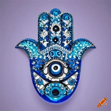 Elegant Blue Hamsa With Evil Eye On Craiyon