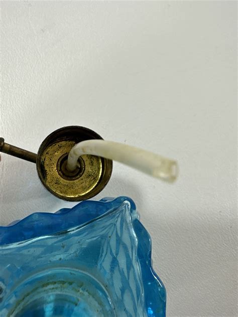 Vintage Blue Glass Perfume Bottle With Atomizer West Germany EBay