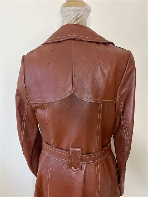 S Leather Trench Coat S Tan Brown Leather Co Gem