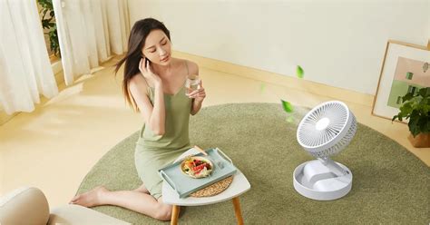 BLANCHE Ventilateur de bureau télescopique Portable pliable avec