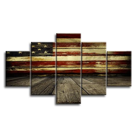 Vintage American Flag Canvas Prints Military Wall Art For Home Decor ...