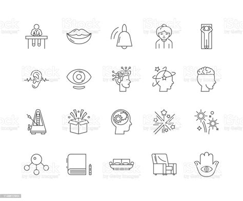 Hypnotherapy Line Icons Signs Vector Set Outline Illustration Concept