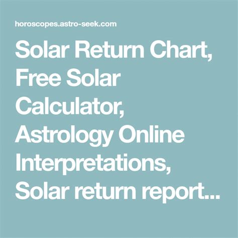 Solar Return Chart Calculator