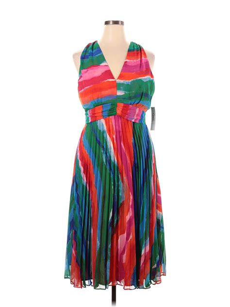 Maggy London Stripes Multi Color Green Casual Dress Size 14 73 Off