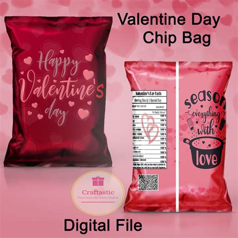 Valentines Day Chip Bag Printable Valentine S Day Chip Bag Etsy