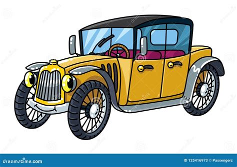 Funny Small Retro Vintage Car With Eyes Stock Vector Illustration Of