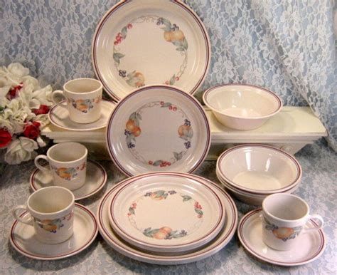 Vintage Corelle Corning Ware Abundance Dinnerware Set Twenty Etsy