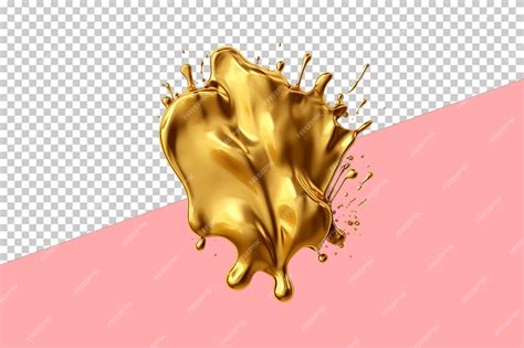 Premium PSD | Gold paint splat transparent background