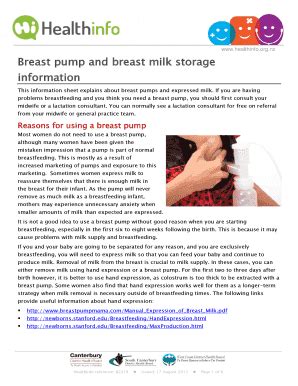 Fillable Online Breast Pump And Breast Milk Storage Fax Email Print