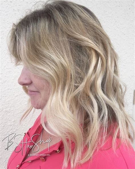 Blonde Balayage And Highlight Combo With Root Shadowing Natural Blonde