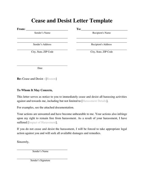 Free Printable Cease And Desist Defamation Letter Templates Word Pdf