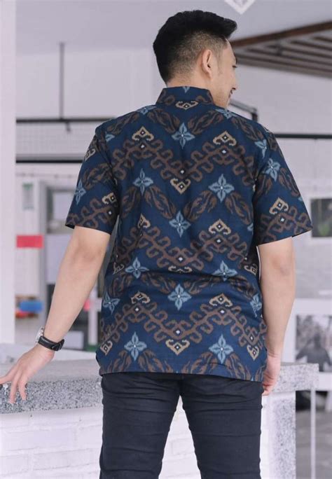 jual batik bagus jakarta baju batik pria pendek katun modern seragam