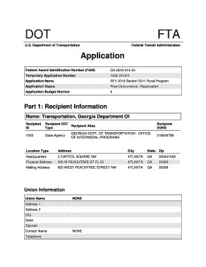 Fillable Online SFY 2019 Section 5311 Rural Program Fax Email Print