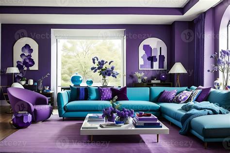 modern living room Purple and blue color, Generate AI 30758551 Stock Photo at Vecteezy