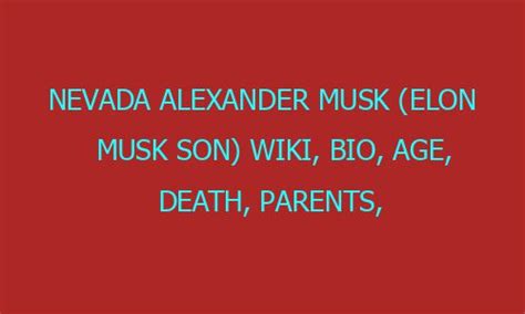 Nevada Alexander Musk (Elon Musk Son) Wiki, Bio, Age, Death, Parents ...