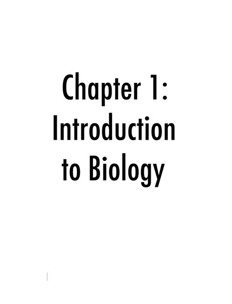 Introduction To Biology Chapter 1 Introduction To Biology