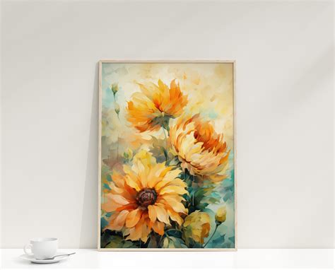 Impressionistic Sunflower Oil Paintings Bundle Poster Set - Etsy