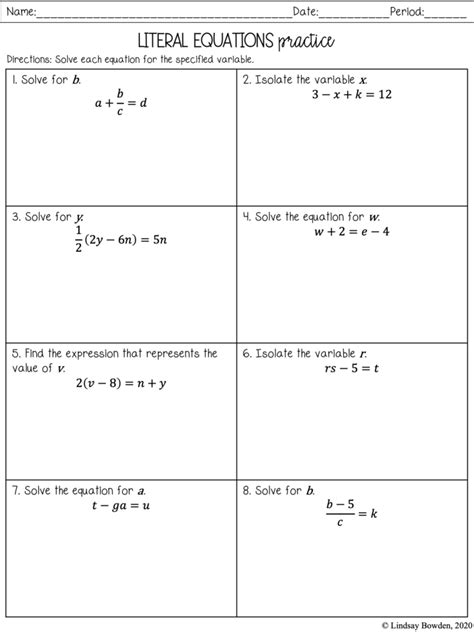 How To Teach Literal Equations