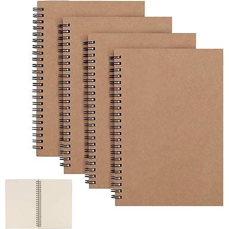 VEESUN 4 STK Notizbuch A5 Spirale Notizblock Kraft Cover Leerseite 80