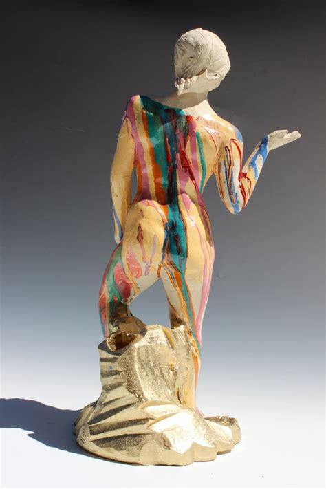 Ceramic Figure Sculpture Nude Woman With Body Paint Drips On Etsy