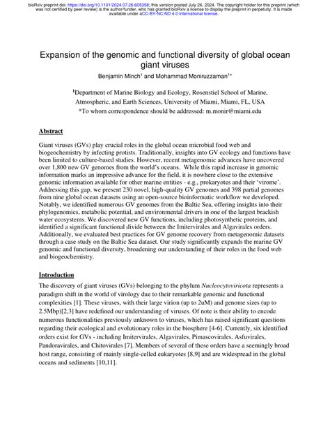 Pdf Expansion Of The Genomic And Functional Diversity Of Global Ocean