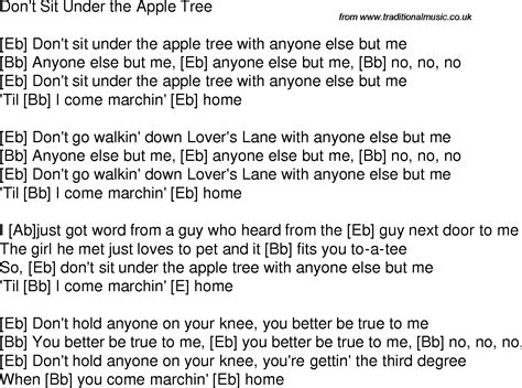 Old Time Song Lyrics With Guitar Chords For Don T Sit Under The Apple